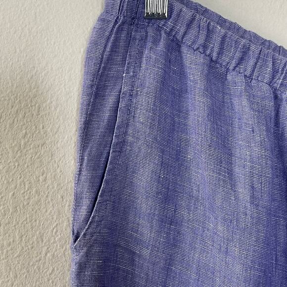 FLAX WOMEN'S LINEN WIDE LEG CROP PANT SIZE M BLUE - Picture 3 of 6